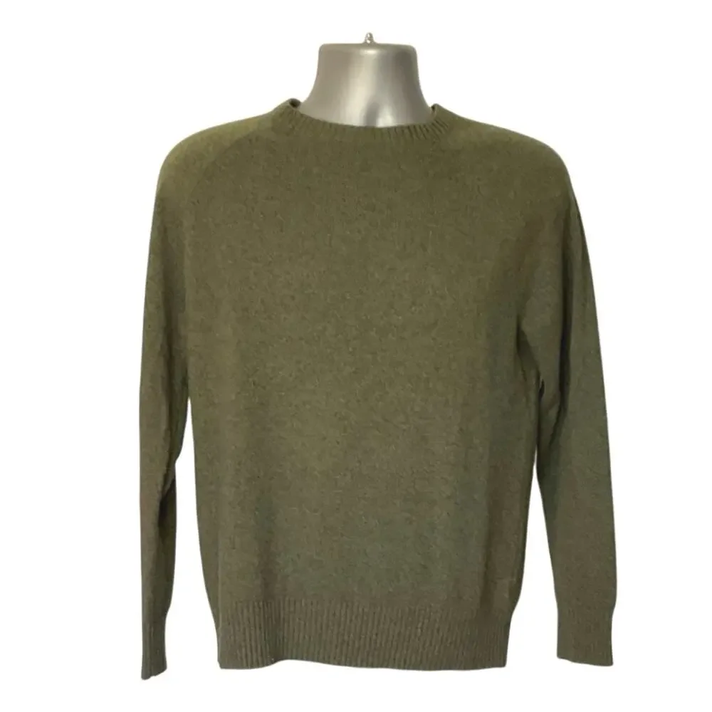 J.Crew Men’s Medium Lambswool Blend Crewneck Sweater Olive Green Nylon Wool